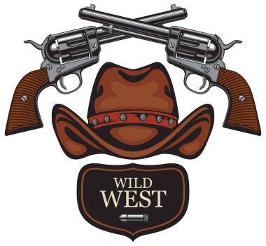 İki eski çapraz tabancayla vektör amblemi.