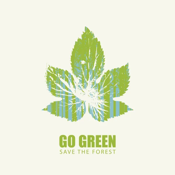 Go Green Eco poszter koncepció. Mentse el az erdőt — Stock Vector