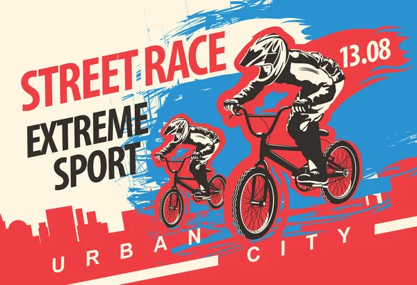 Bannière vectorielle sur le thème de la course cycliste de rue — Image vectorielle