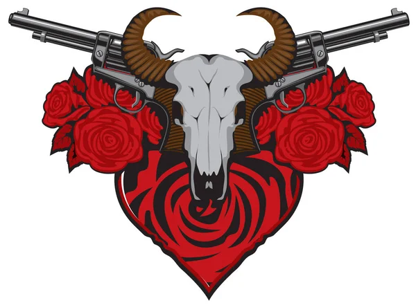 Banner na temat miłości i śmierci z pistoletów — Wektor stockowy