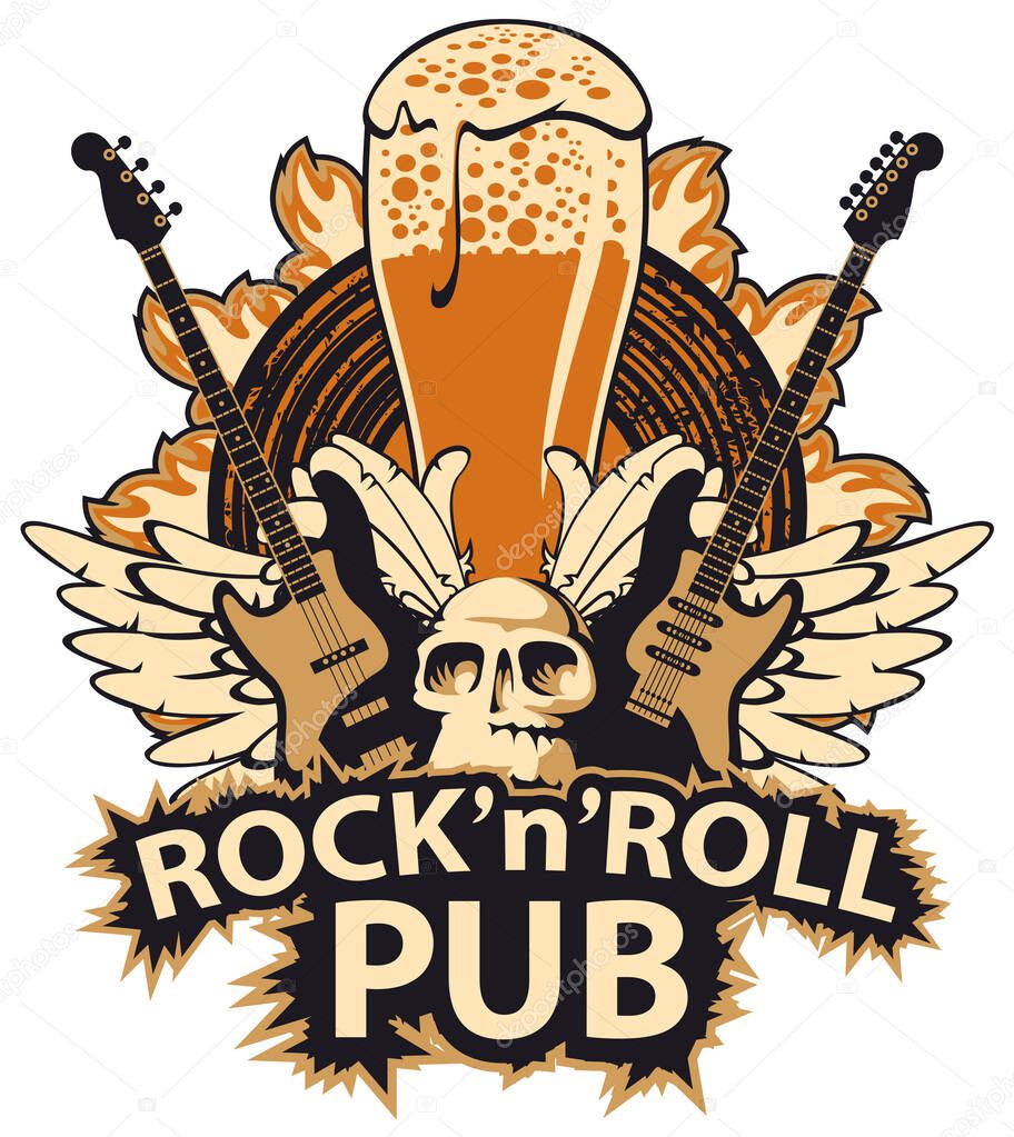 vector banner for rock and roll music pub