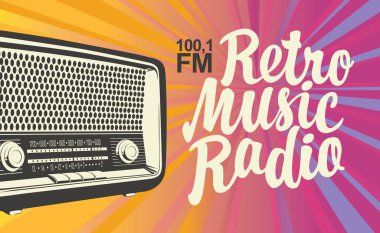 eski radyo alıcısı ile retro müzik radyo için afiş