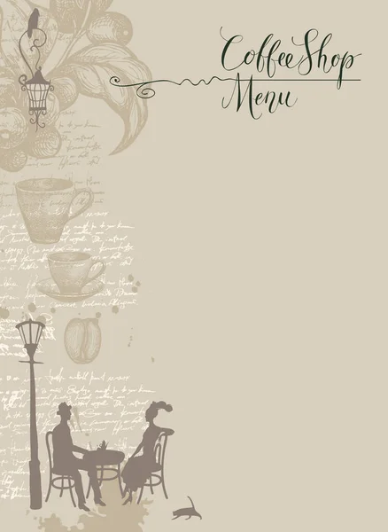 Menu Café vectoriel avec un couple amoureux — Image vectorielle