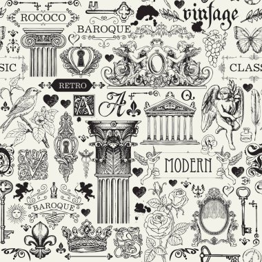 Eskizlerle klasik tarzda kusursuz desen