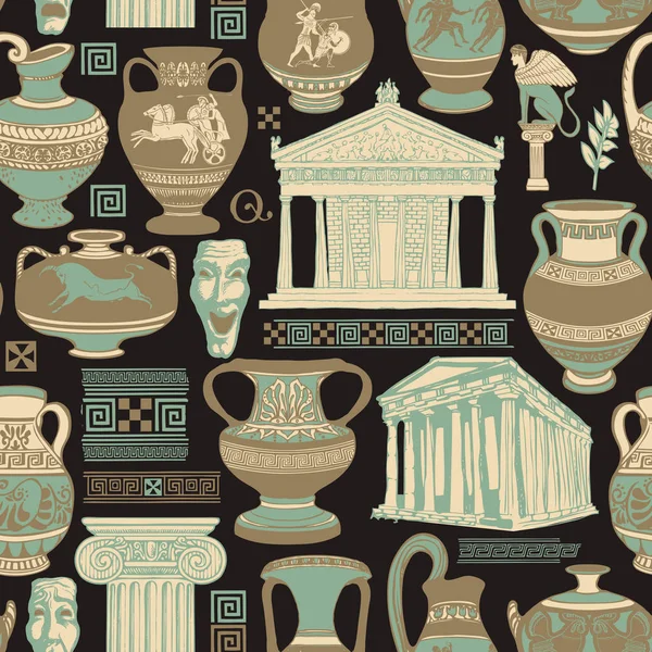 Vector seamless pattern on the theme of ancient Greece — ストックベクタ