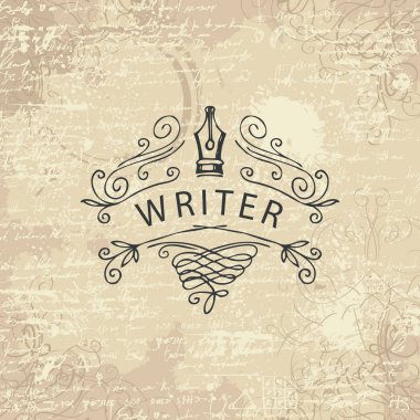 banner on a writers theme on abstract background clipart