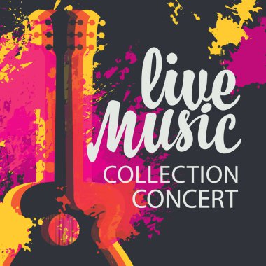Gitarlı canlı müzik konseri için vektör posteri