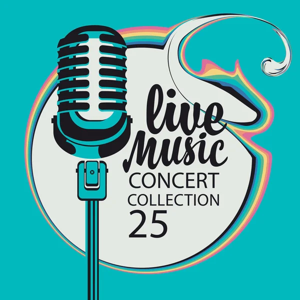 Affiche pour un concert de musique live avec un microphone — Image vectorielle