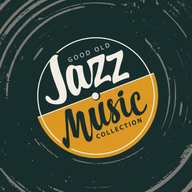 Vinil müzik çalan eski caz müziği afişi.