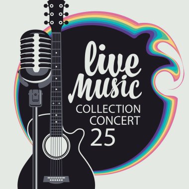 canlı müzik poster gitar ve mikrofon ile