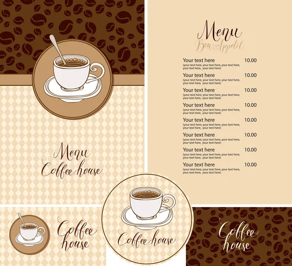 Conjunto de elementos de diseño para cafetería en estilo plano — Vector de stock