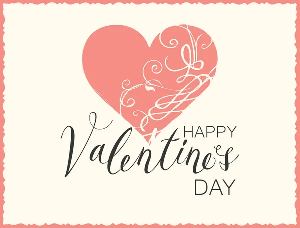 Cartão valentine vetorial com coração rosa e inscrição — Vetor de Stock