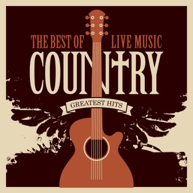 gitarlı ve kanatlı country müzik posteri