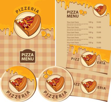 Pizzacı için tasarım elementlerinin vektör kümesi