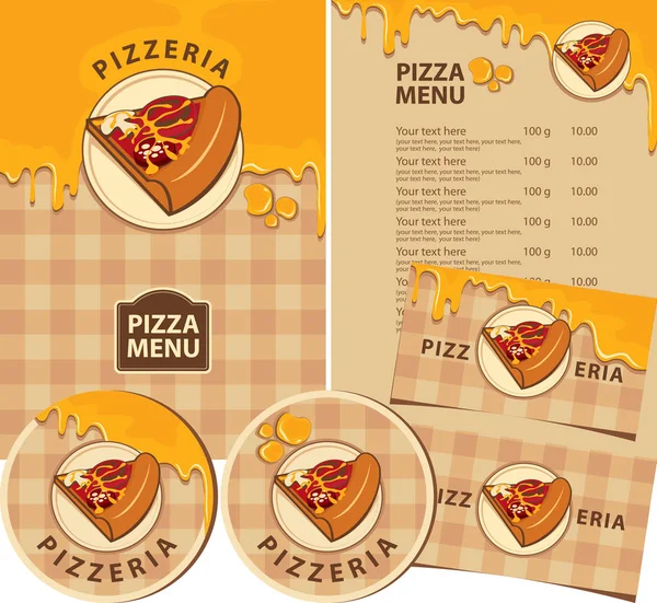 Conjunto vectorial de elementos de diseño para pizzería — Archivo Imágenes Vectoriales