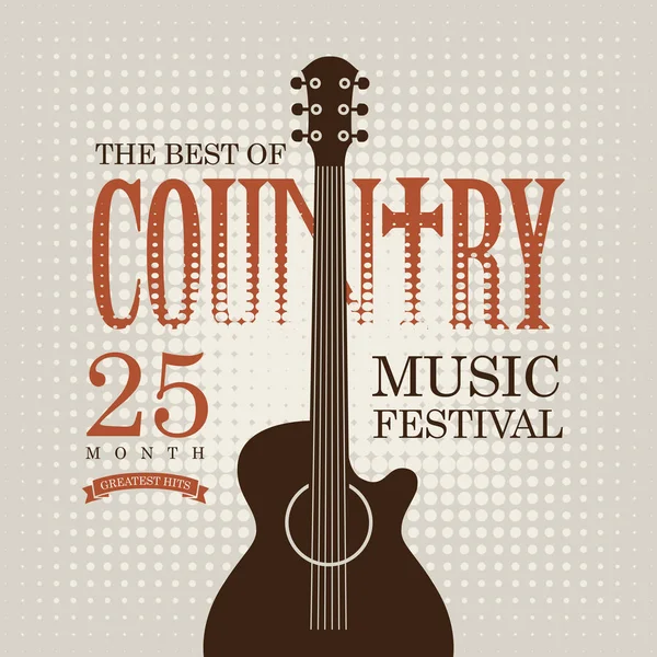 Poster per festival di musica country con chitarra elettrica — Vettoriale Stock