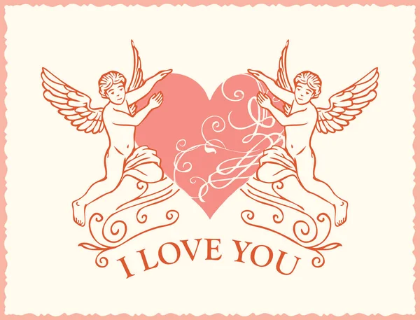 Greeting card or banner with inscriptions I Love you — Stock Vector