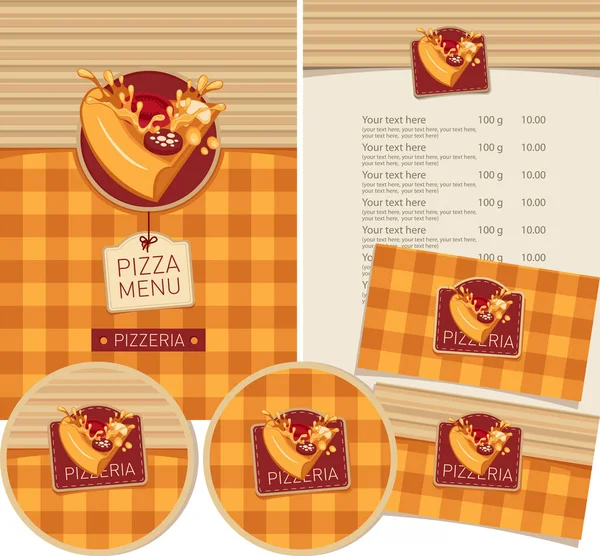 Conjunto vectorial de elementos de diseño para pizzería — Archivo Imágenes Vectoriales