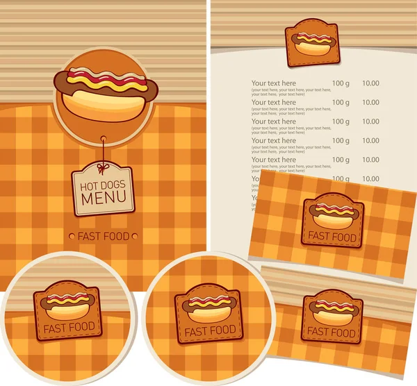 Conjunto vectorial de elementos de diseño para restaurante de comida rápida — Archivo Imágenes Vectoriales