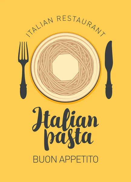 Banner of menu met Italiaanse pasta in retro stijl — Stockvector