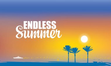 seyahat tropikal deniz manzarası palmiye ağaçları ve gemi