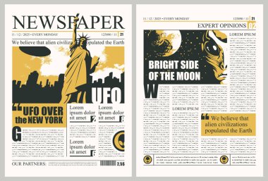 Ufos temalı gazetemizin düzeni için şablon