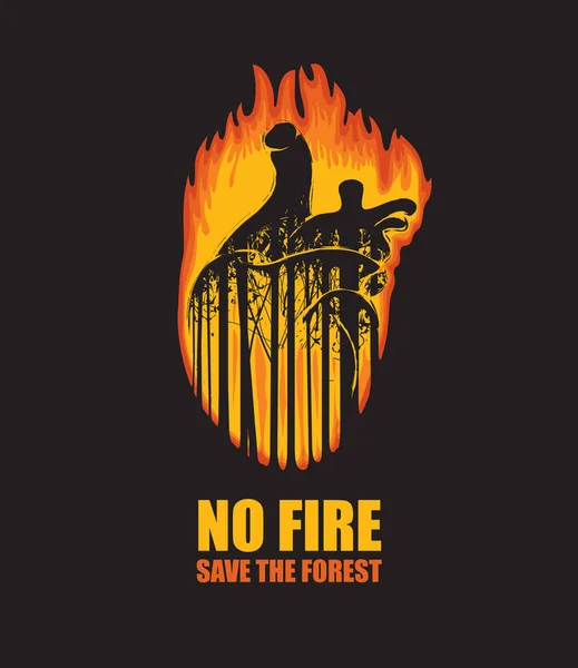 Eko affisch på temat bränder, rädda skogen — Stock vektor