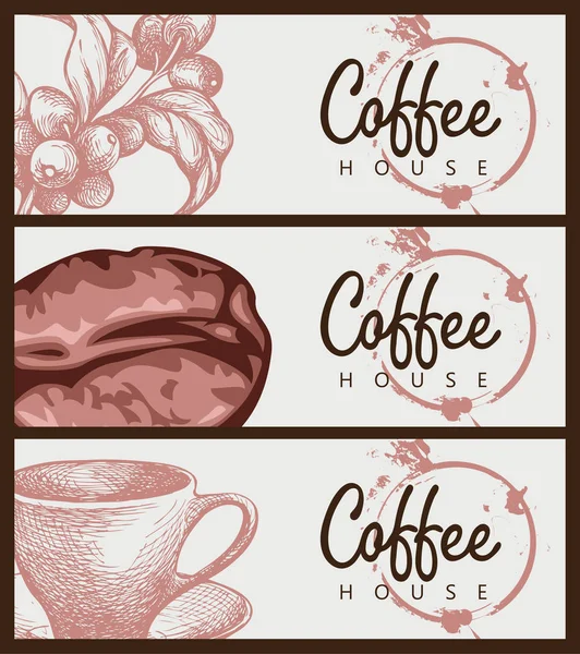 Set of vector banners on the theme of coffee house — 스톡 벡터
