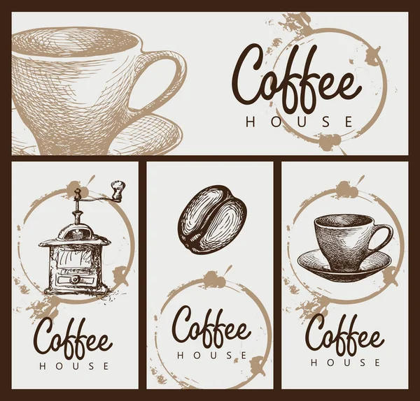 Set of design elements on the theme of coffee house — Stok Vektör