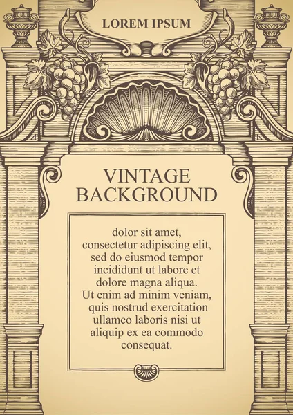 Hand-drawn background for diploma in vintage style — ストックベクタ