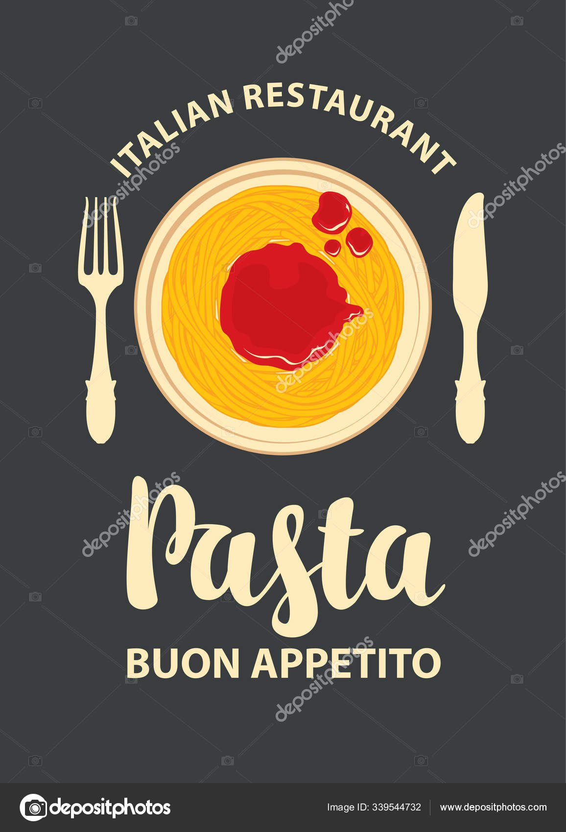 Pasta Design Poster Retro Style Vector Vintage Flyer Italian Food