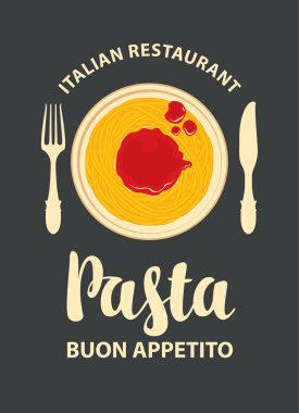 Vector banner or Pasta menu for an Italian restaurant