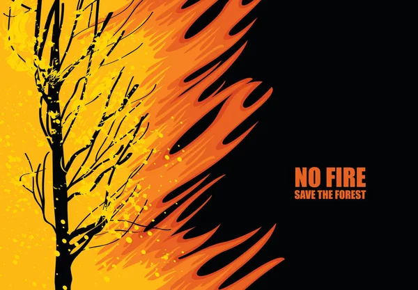Save the forest, ECO poster on the theme of wildfires — Stok Vektör