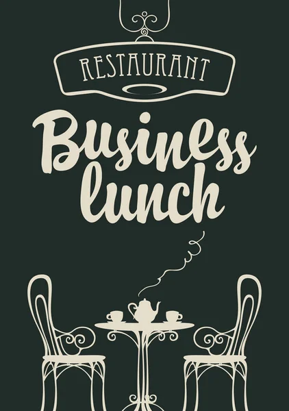 Vector Business Lunch Menü mit Tisch für zwei Personen — Stockvektor