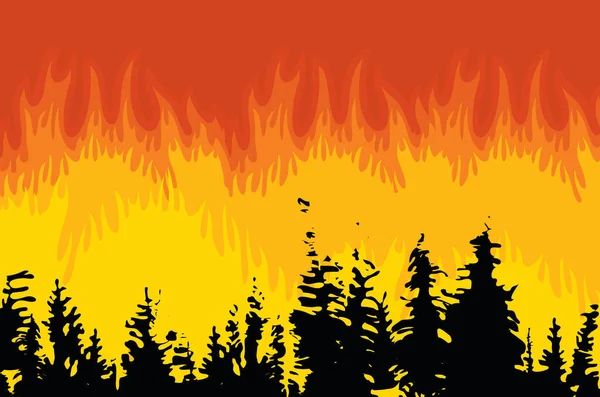 Cartel vectorial sobre el tema de los incendios forestales y los incendios forestales — Vector de stock