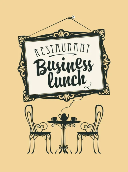 Бізнес-обід меню з рамкою і столом для двох — стоковий вектор