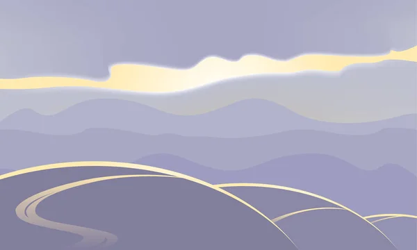 Vector abstract landscape in purple tones — Stok Vektör