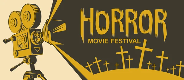 Festiwal horrorów, plakat do strasznego kina — Wektor stockowy