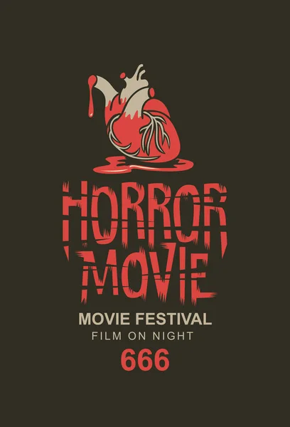 Banner Vectorial Póster Para Festival Cine Terror Con Corazón Humano — Vector de stock