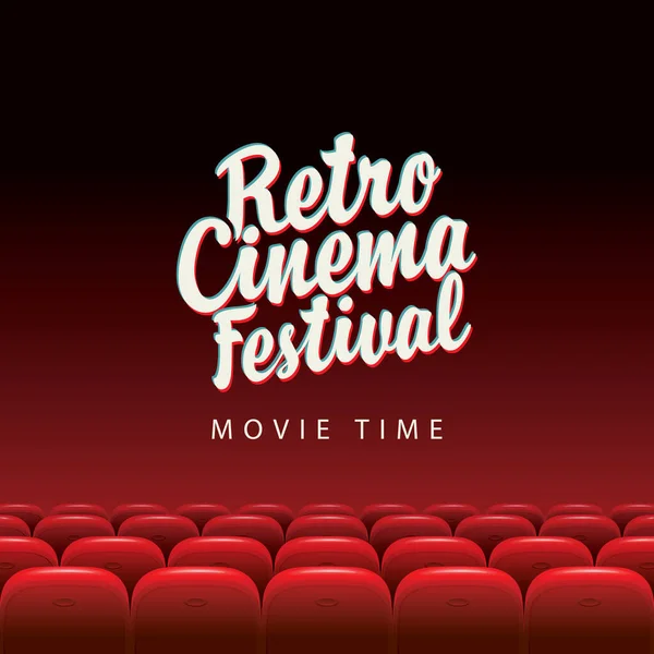 Banner Vectorial Para Festival Cine Retro Con Inscripción Caligráfica Sala — Vector de stock