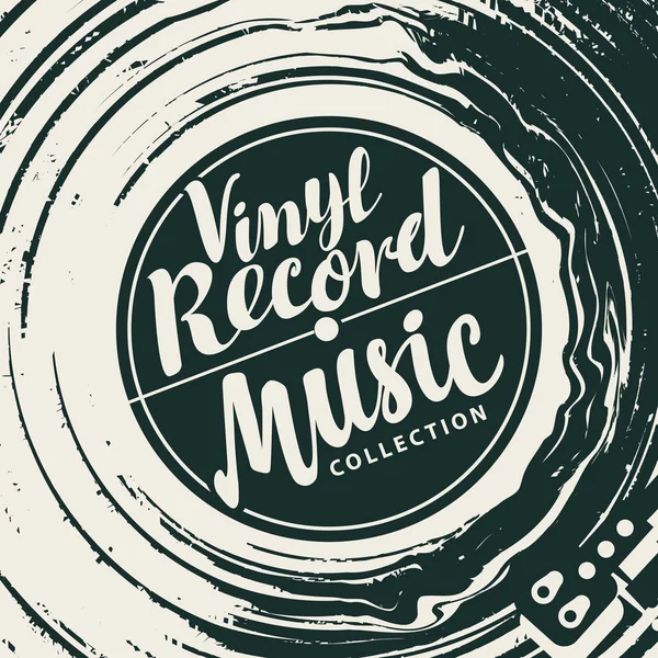 Affiche Musique Vectorielle Avec Disque Vinyle Tourne Disque Lettrage Calligraphique — Image vectorielle