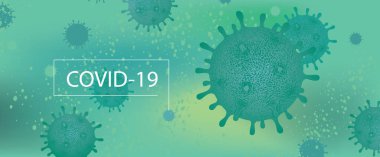 Elle çizilmiş virüs hücreleri olan vektör arkaplan. Küresel salgın 2019-nCoV alarmı. COVID-19 'un önlenmesi. Roman Coronavirus salgını Çin ve Avrupa 'da zatürree salgınına neden oldu.