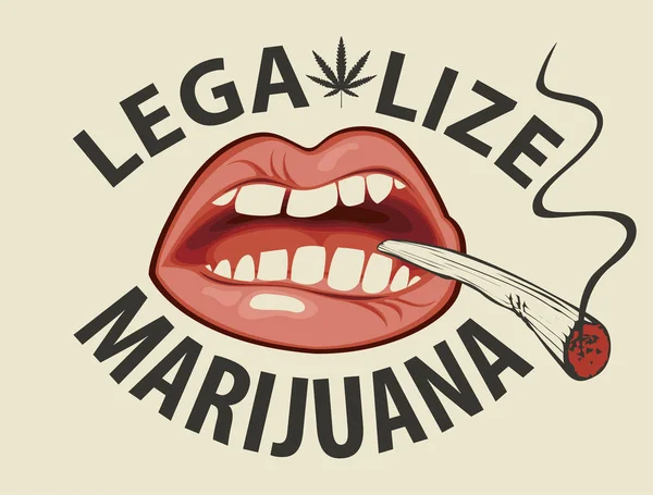 Vektor Emblem Oder Banner Mit Den Worten Legalize Marihuana Flache — Stockvektor