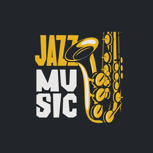 Vector Logo Oder Banner Für Jazzmusik Mit Saxophon Und Dekorativem — Stockvektor