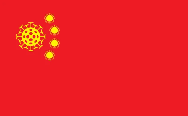 Illustration Vectorielle Drapeau Chinois Avec Des Cellules Virales Covid Lieu — Image vectorielle