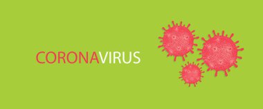 Kırmızı el yapımı virüs hücreli taşıyıcı pankart. Coronavirus 'un önlenmesi. Küresel salgın 2019-nCoV alarmı. Roman COVID-19 salgını dünya çapında zatürree salgınına neden oldu.