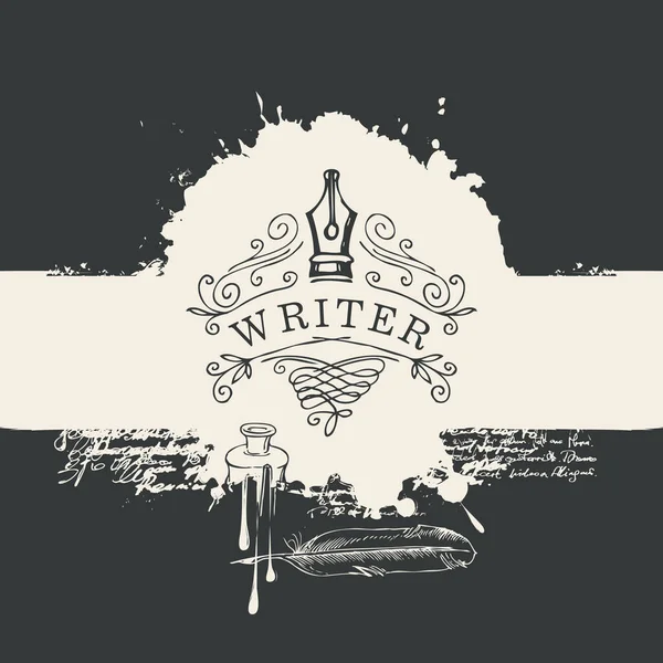 Vector Banner Βινιέτα Λογότυπο Για Συγγραφέα Στο Φόντο Των Αφηρημένων — Διανυσματικό Αρχείο