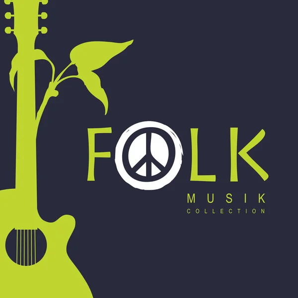 Banner Música Folk Vectorial Póster Con Una Guitarra Ramita Fondo — Archivo Imágenes Vectoriales