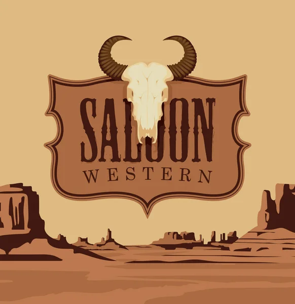 Vector Banner Met Het Logo Van Een Westerse Salon Een — Stockvector