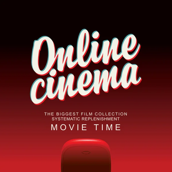 Banner Cine Línea Vectorial Con Inscripción Caligráfica Asiento Rojo Colección — Vector de stock